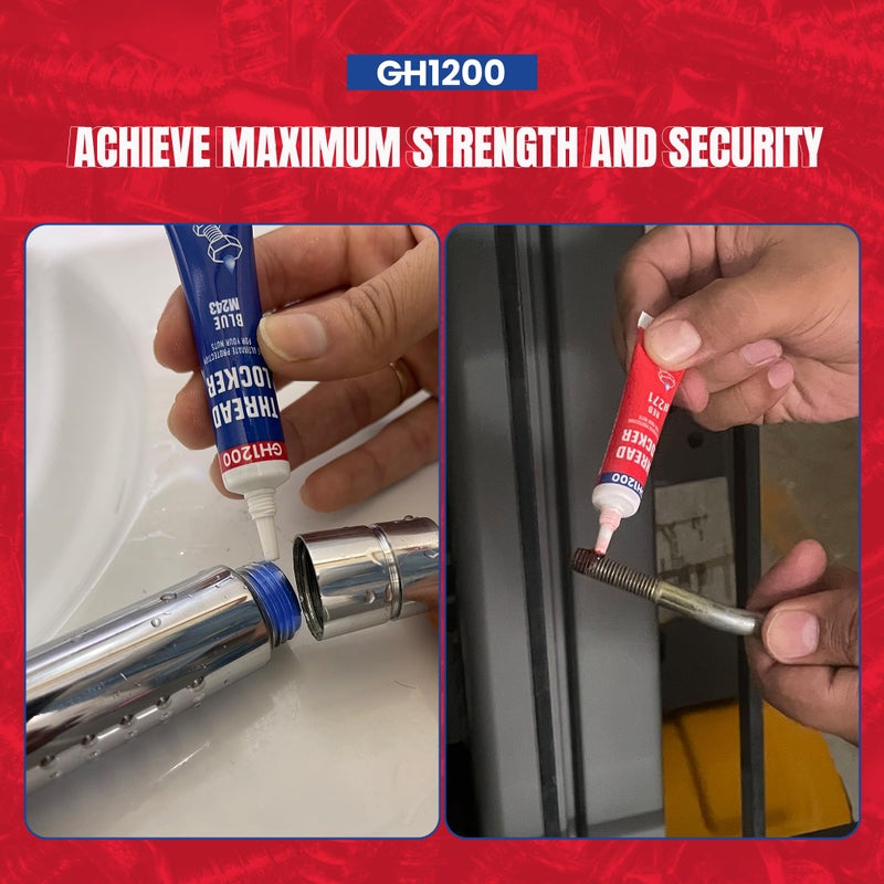 GH1200-6gx2 Pack Thread Lock Medium and Strong Strength for Nuts, Bolts, and Metals, Threadlocker Lock Tight & Seal Fasteners with Stable and Consistent Performance - Image 3